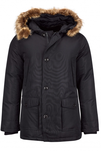 Parka com capuz e gola de pêlo